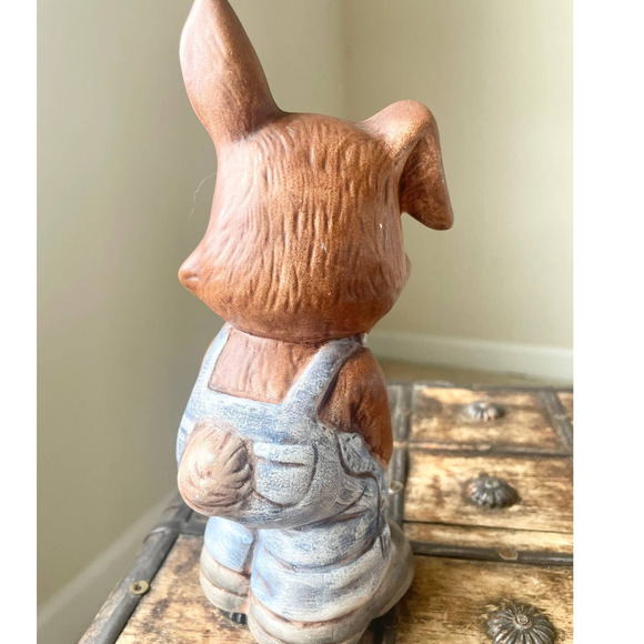 Vintage Brown Bunny in Overalls Bust I Made in 1984 Artist Engraved - Picture 3 of 5